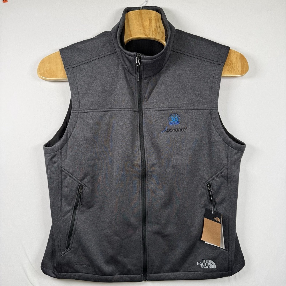 New North Face Zip Vest Ridgewall Dark Grey Heather Soft Zip Mens 2XL XXL *Logo*